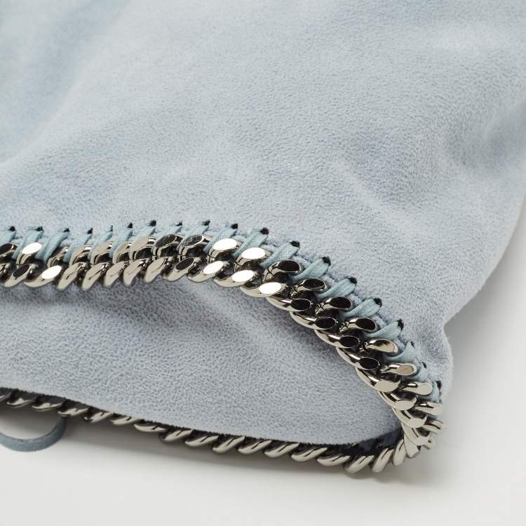 Pre Owned Stella McCartney Light Blue Faux Leather Mini Falabella Tote