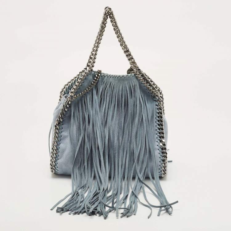 Pre Owned Stella McCartney Light Blue Faux Leather Mini Falabella Tote