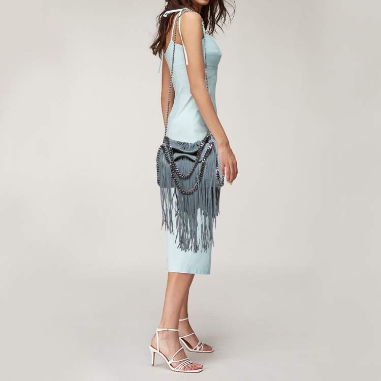 Pre Owned Stella McCartney Light Blue Faux Leather Mini Falabella Tote