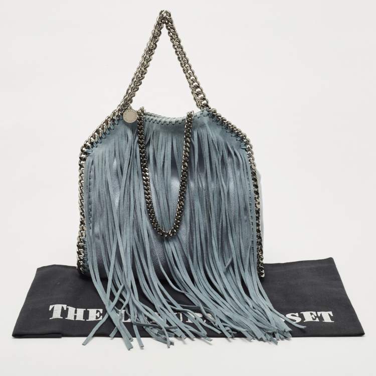Pre Owned Stella McCartney Light Blue Faux Leather Mini Falabella Tote