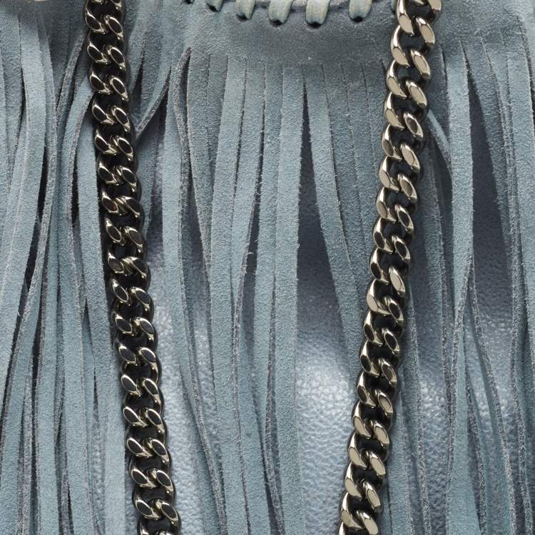 Pre Owned Stella McCartney Light Blue Faux Leather Mini Falabella Tote