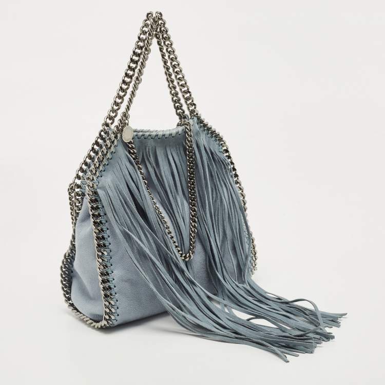 Pre Owned Stella McCartney Light Blue Faux Leather Mini Falabella Tote