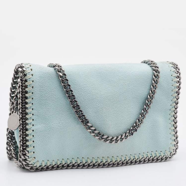 Pre Owned Stella McCartney Light Green Faux Suede Falabella Flap Bag