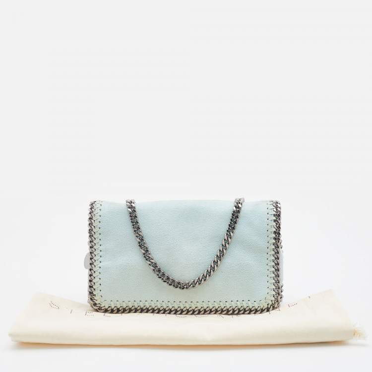Pre Owned Stella McCartney Light Green Faux Suede Falabella Flap Bag