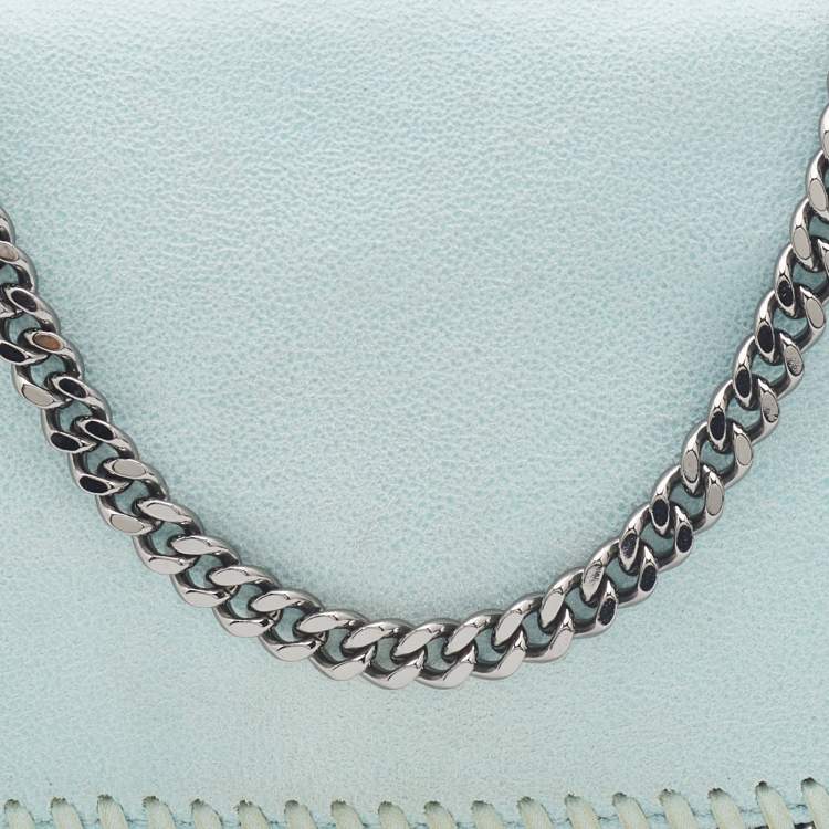 Pre Owned Stella McCartney Light Green Faux Suede Falabella Flap Bag