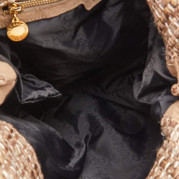 Pre Owned Stella McCartney Beige/Brown Woven Shimmer Fabric Small Falabella Tote