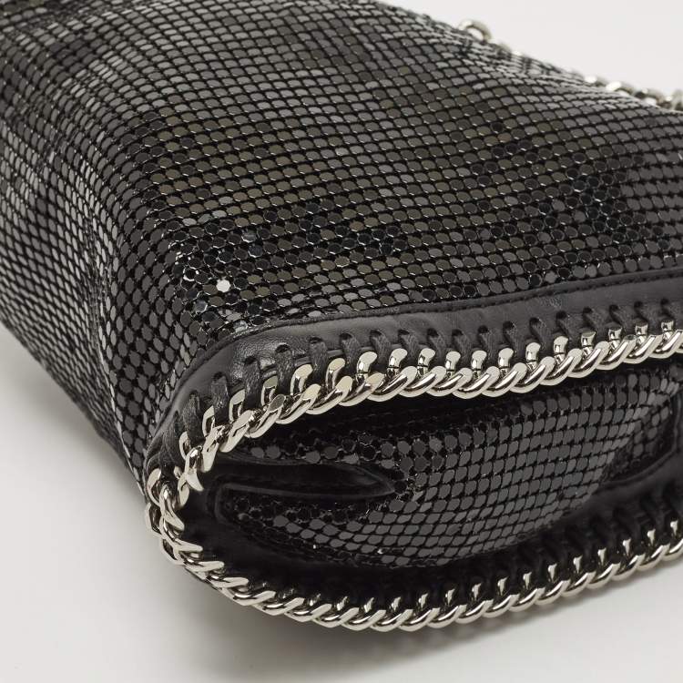 Pre Owned Stella McCartney Black Faux Leather and Chainmaille Tiny Falabella Tote