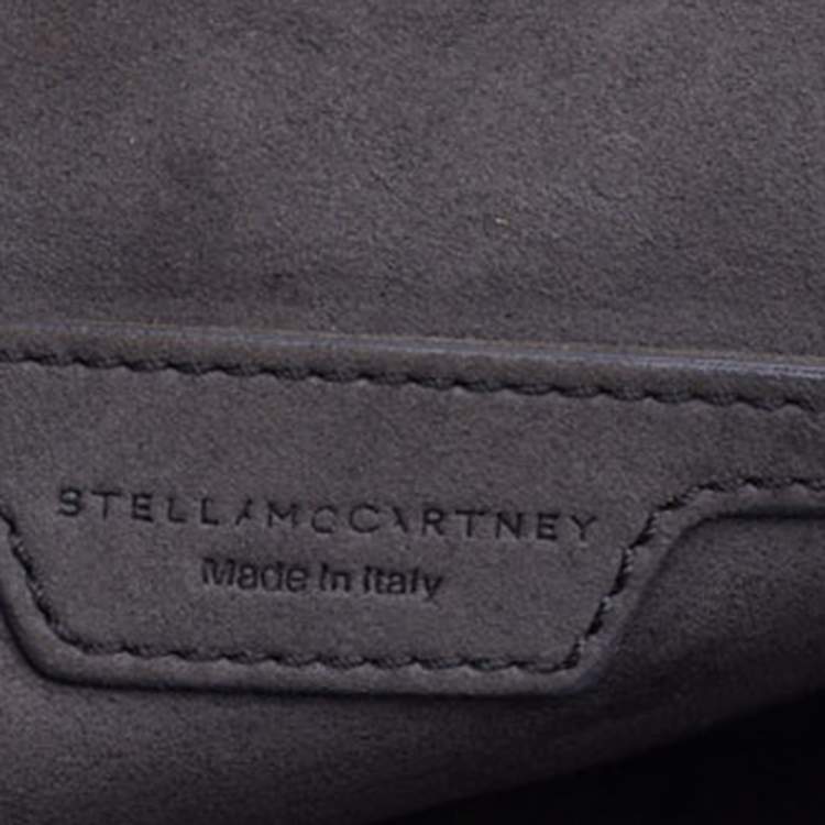 Pre Owned Stella McCartney Grey Crystals Embellished Faux Suede Tiny Falabella Crossbody Bag