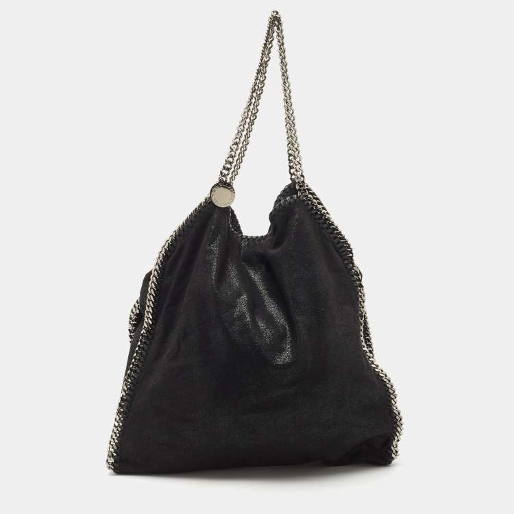 Pre Owned Stella McCartney Black Woven Faux Suede Large Falabella Tote