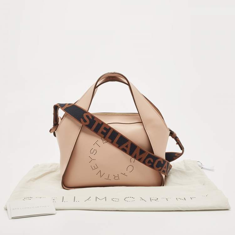 Pre Owned Stella McCartney Beige Faux Leather Stella Logo Crossbody Bag