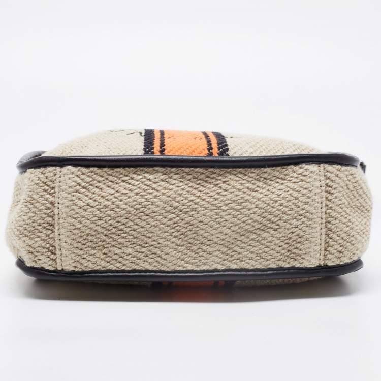 Pre Owned Stella McCartney Black/Beige Fabric Stella Logo Crossbody Bag