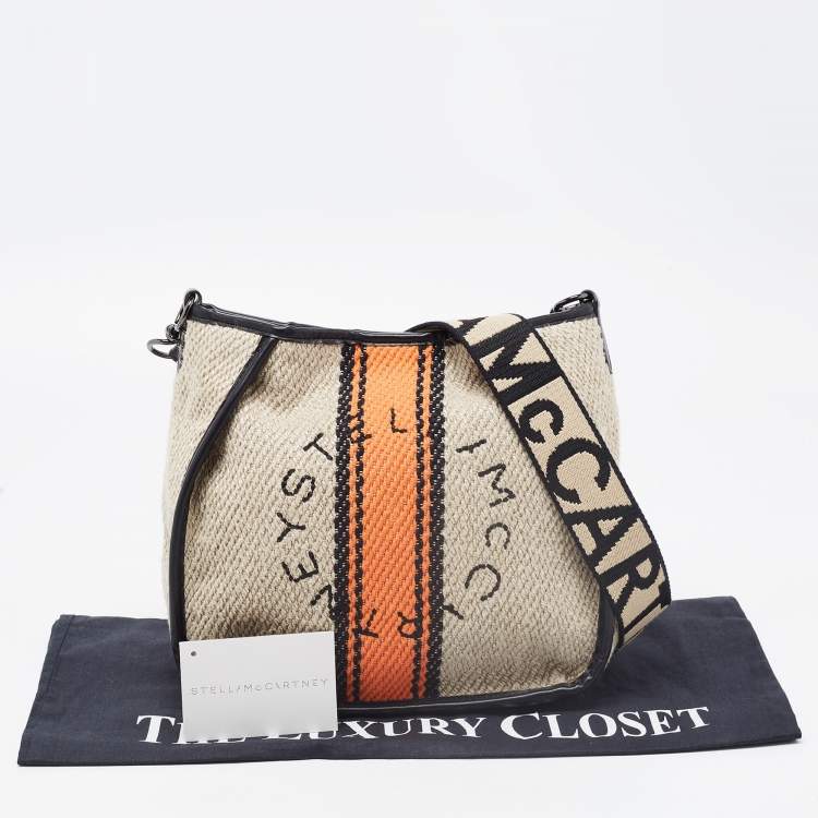 Pre Owned Stella McCartney Black/Beige Fabric Stella Logo Crossbody Bag