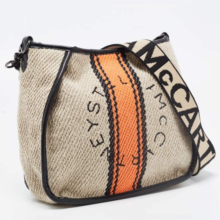 Pre Owned Stella McCartney Black/Beige Fabric Stella Logo Crossbody Bag