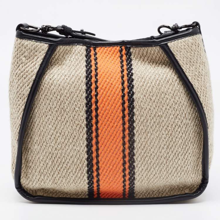 Pre Owned Stella McCartney Black/Beige Fabric Stella Logo Crossbody Bag