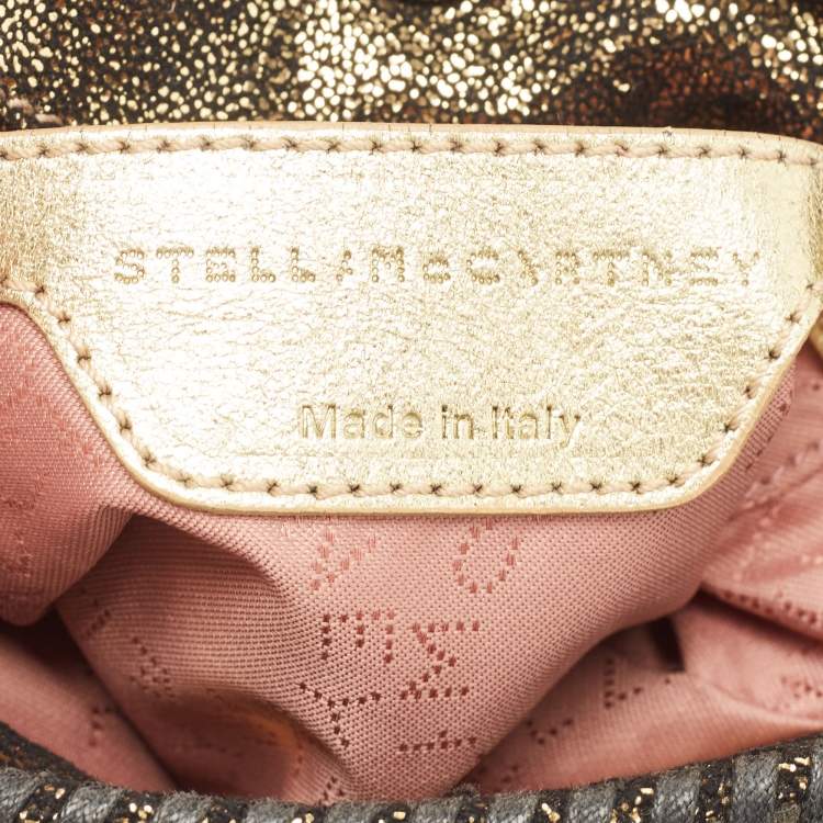 Pre Owned Stella McCartney Gold Faux Leather Mini Fringe Falabella Shoulder Bag