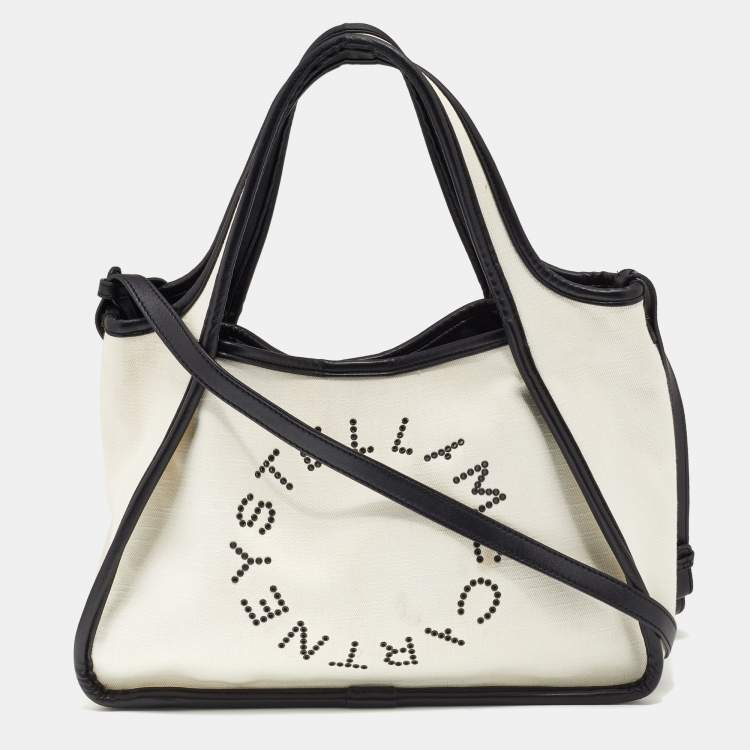 Stella McCartney Off White Canvas and Faux Leather Stella Logo Tote ...