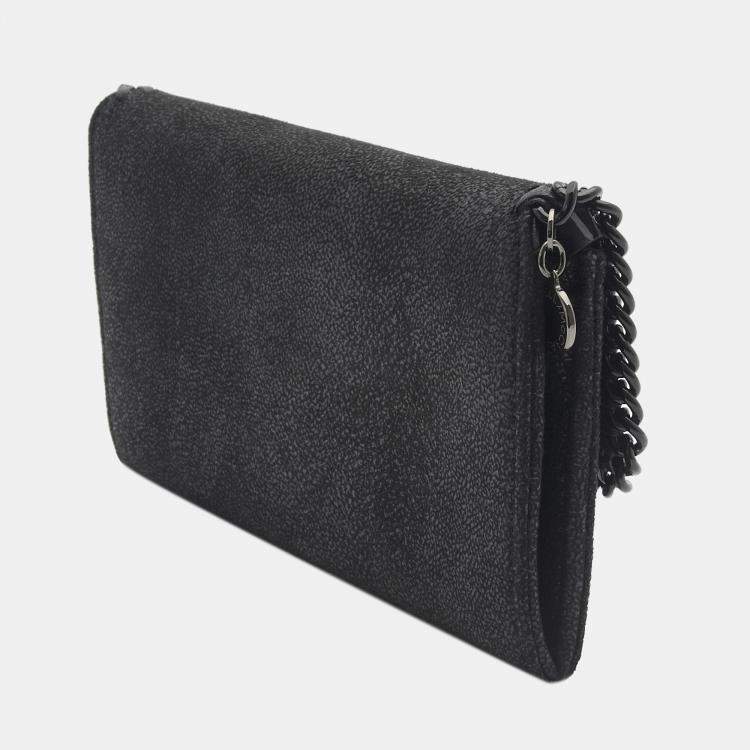 Women Black Falabella Flap Continental Wallet
