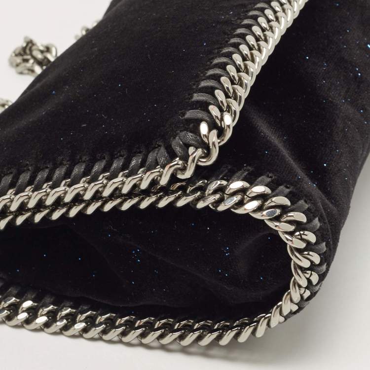 Pre Owned Stella McCartney Black Glitter Velvet Falabella Crossbody Bag 