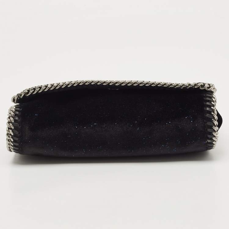 Pre Owned Stella McCartney Black Glitter Velvet Falabella Crossbody Bag 