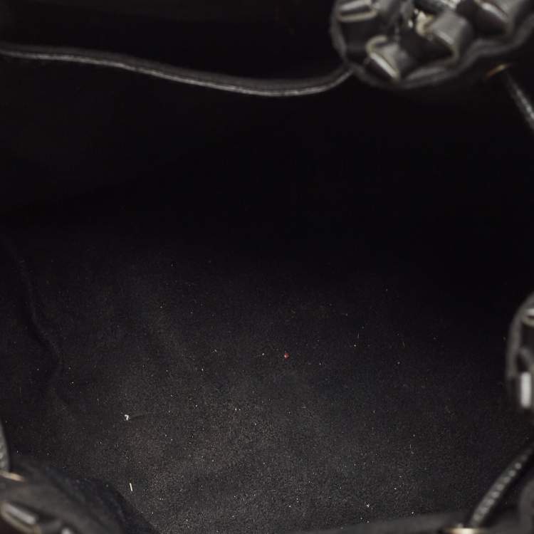 Pre Owned Stella McCartney Black Faux Woven Leather Bucket Bag