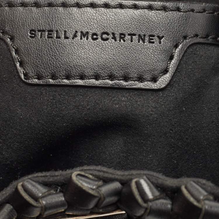 Pre Owned Stella McCartney Black Faux Woven Leather Bucket Bag