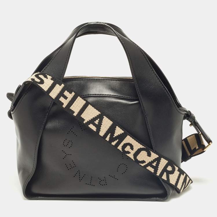مملوكة مسبقًا Stella McCartney Black Faux Leather Stella Logo Tote