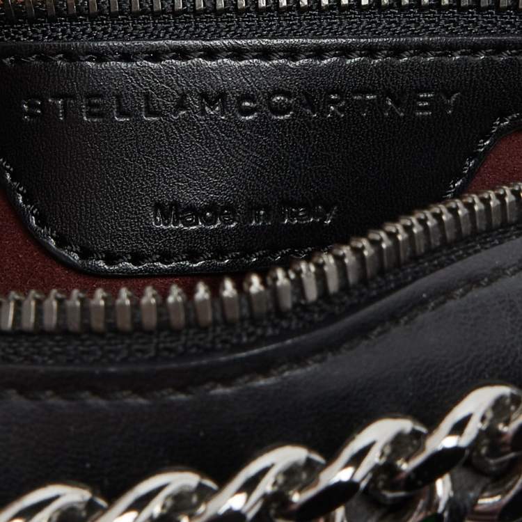 Pre Owned Stella McCartney Black Faux Leather Bird Embroidered Falabella Bag