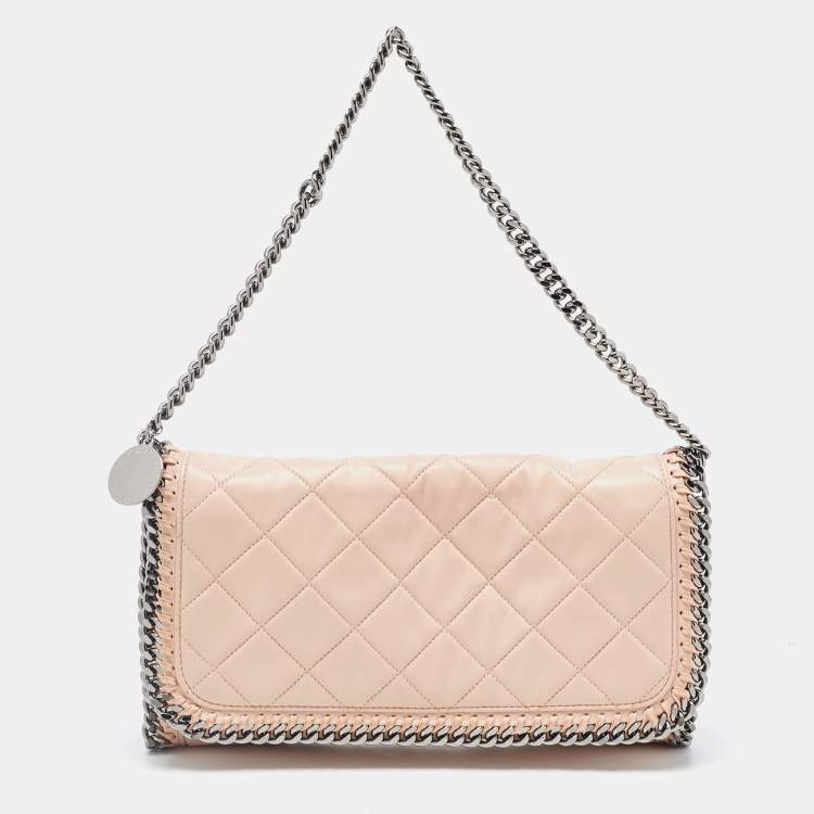 مملوكة مسبقًا Stella McCartney Pale Pink Quilted Faux Leather Falabella Shaggy Deer Flap Bag