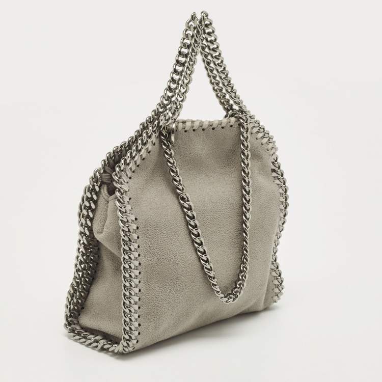 Pre Owned Stella McCartney Grey Faux Suede Mini Falabella Tote