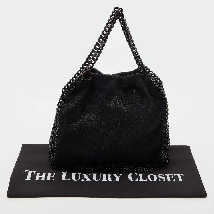 Pre Owned Stella McCartney Black Faux Leather Mini Falabella Tote