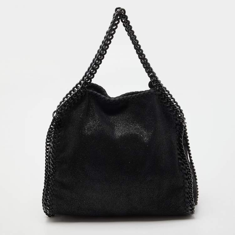 Pre Owned Stella McCartney Black Faux Leather Mini Falabella Tote