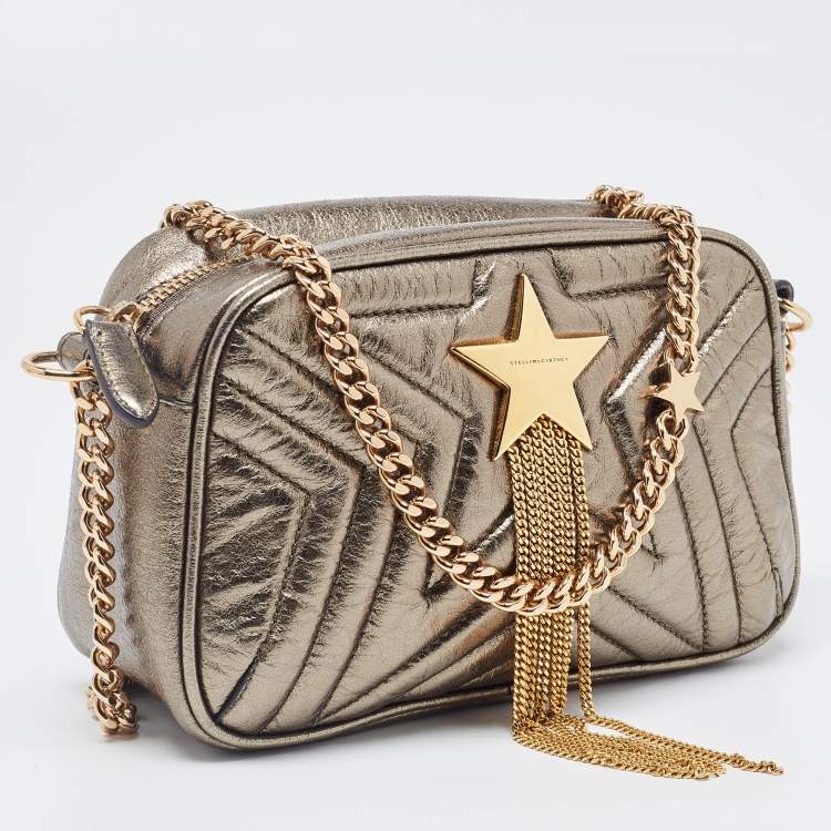 مملوكة مسبقًا Stella McCartney Metallic Green Faux Leather Stella Star Crossbody Bag