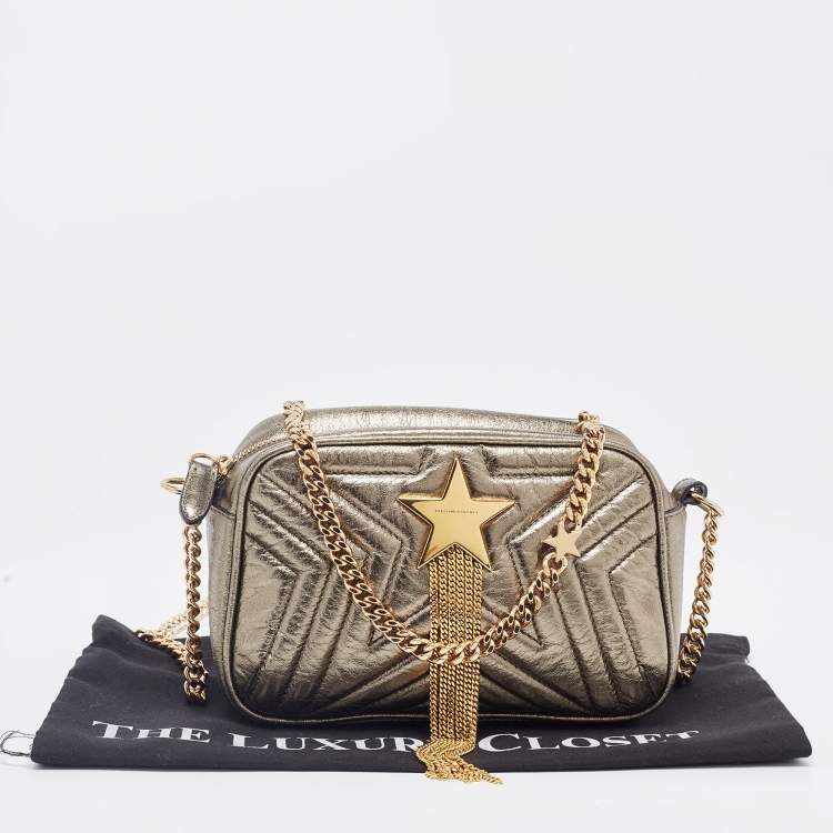 مملوكة مسبقًا Stella McCartney Metallic Green Faux Leather Stella Star Crossbody Bag