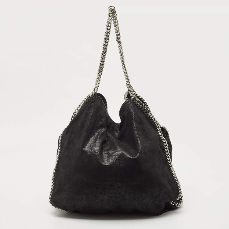 Pre Owned Stella McCartney Black Faux Leather Large Falabella Tote