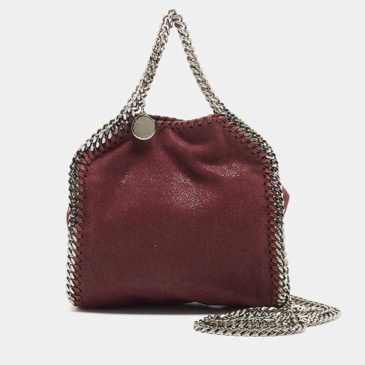Pre Owned Stella McCartney Burgundy Faux Leather Tiny Falabella Tote 