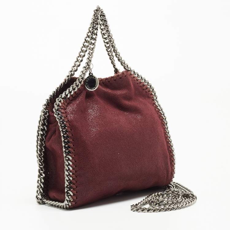Pre Owned Stella McCartney Burgundy Faux Leather Tiny Falabella Tote 