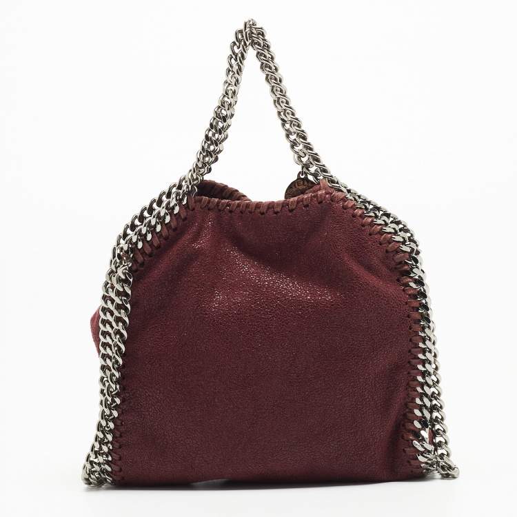 Pre Owned Stella McCartney Burgundy Faux Leather Tiny Falabella Tote 