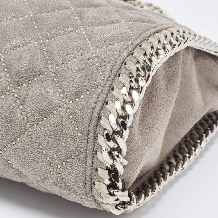 Pre Owned Stella McCartney Grey Quilted Faux Suede Falabella Tote