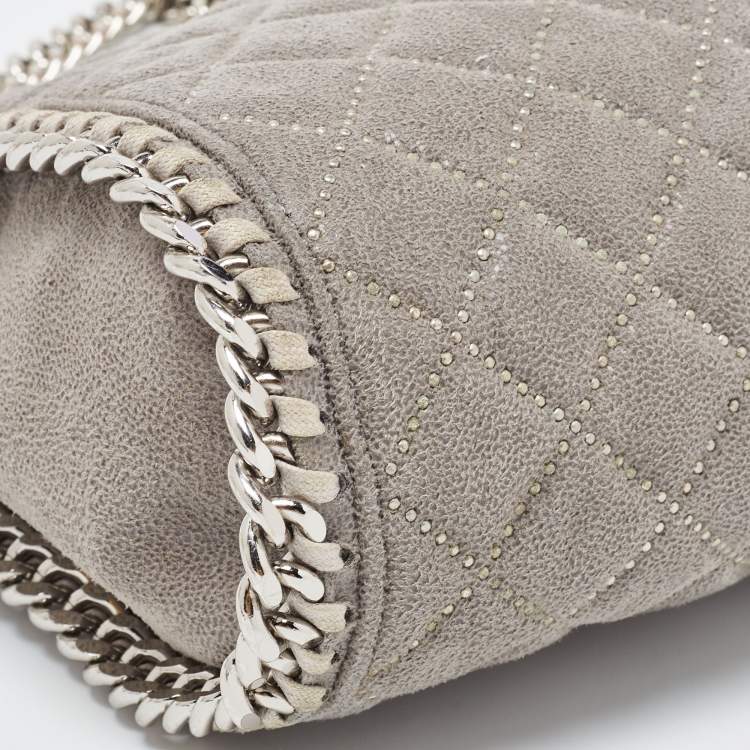 Pre Owned Stella McCartney Grey Quilted Faux Suede Falabella Tote