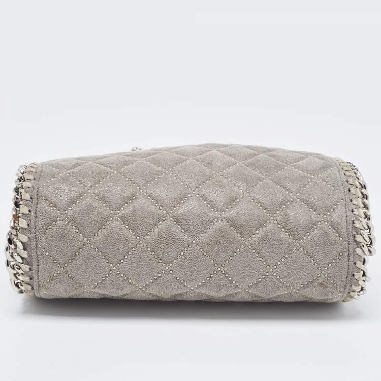 Pre Owned Stella McCartney Grey Quilted Faux Suede Falabella Tote