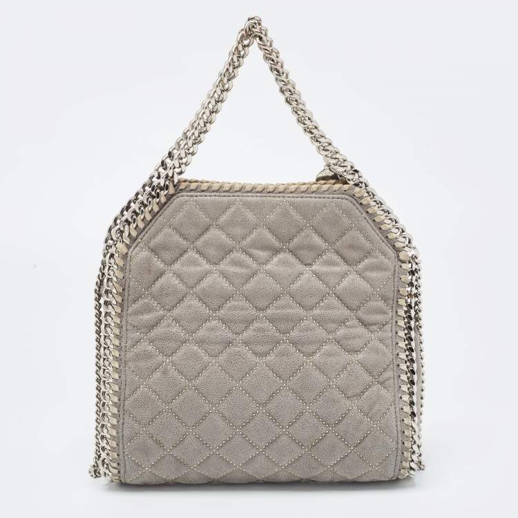 Pre Owned Stella McCartney Grey Quilted Faux Suede Falabella Tote