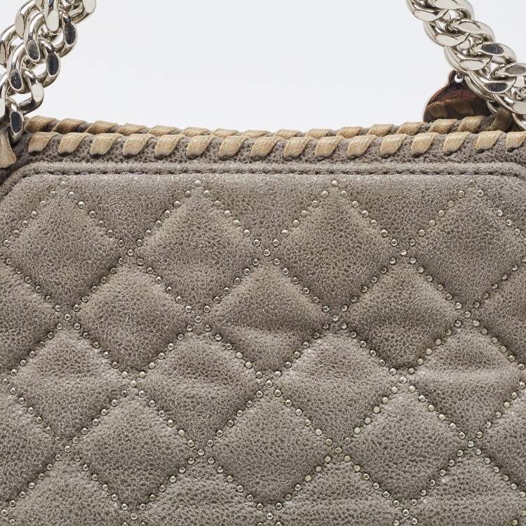 Pre Owned Stella McCartney Grey Quilted Faux Suede Falabella Tote