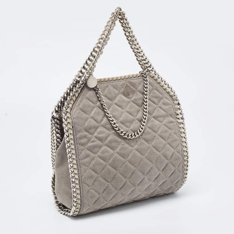 Pre Owned Stella McCartney Grey Quilted Faux Suede Falabella Tote