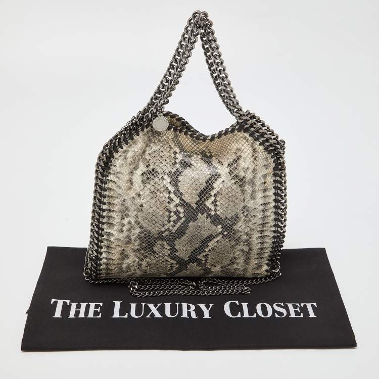Pre Owned Stella McCartney Grey/Black Python Embossed Faux Leather Falabella Tote