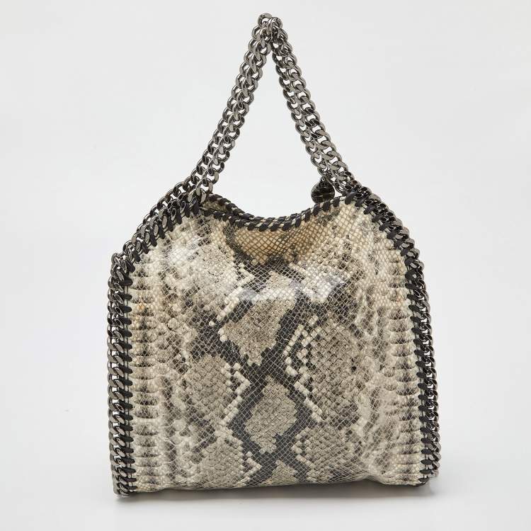 Pre Owned Stella McCartney Grey/Black Python Embossed Faux Leather Falabella Tote