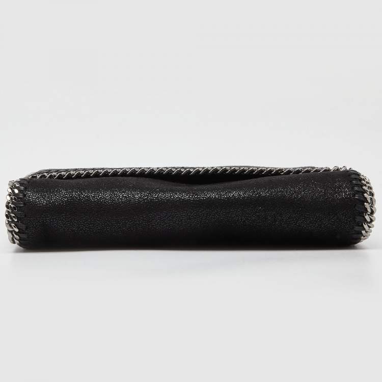 Pre Owned Stella McCartney Black Faux Suede Falabella Flap Shoulder Bag