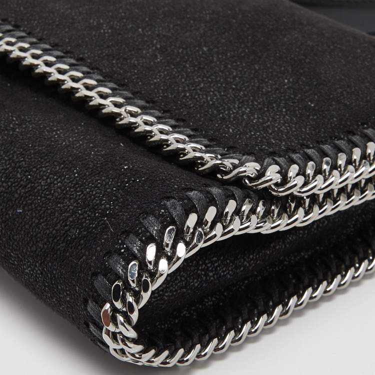 Pre Owned Stella McCartney Black Faux Suede Falabella Flap Shoulder Bag