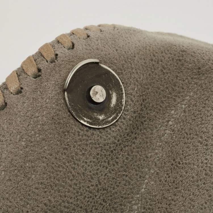Pre Owned Stella McCartney Grey Faux Suede Falabella Flap Shoulder Bag