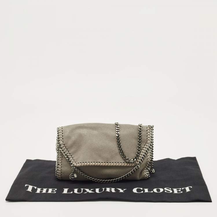 Pre Owned Stella McCartney Grey Faux Suede Falabella Flap Shoulder Bag