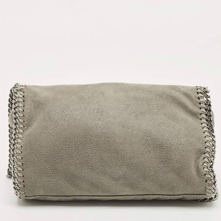 Pre Owned Stella McCartney Grey Faux Suede Falabella Flap Shoulder Bag